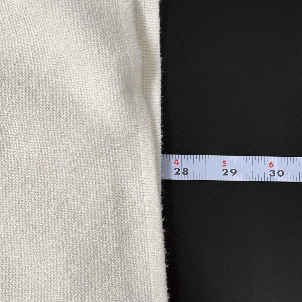 Lands End Cardigan Sweater Womens XL White Collared 100% Cotton Knit Pockets - Picture 9 of 12